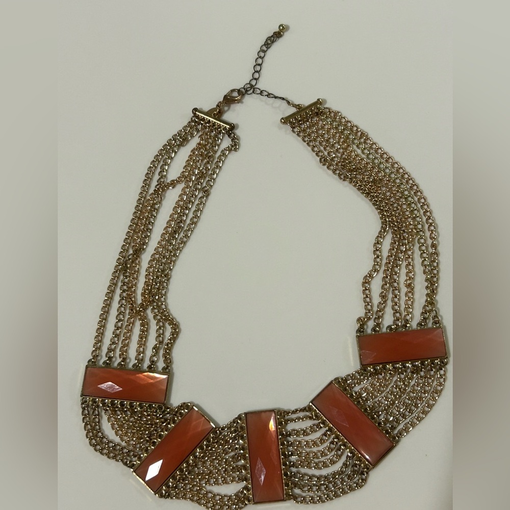 Adjustable gold chain with pink pendants necklace